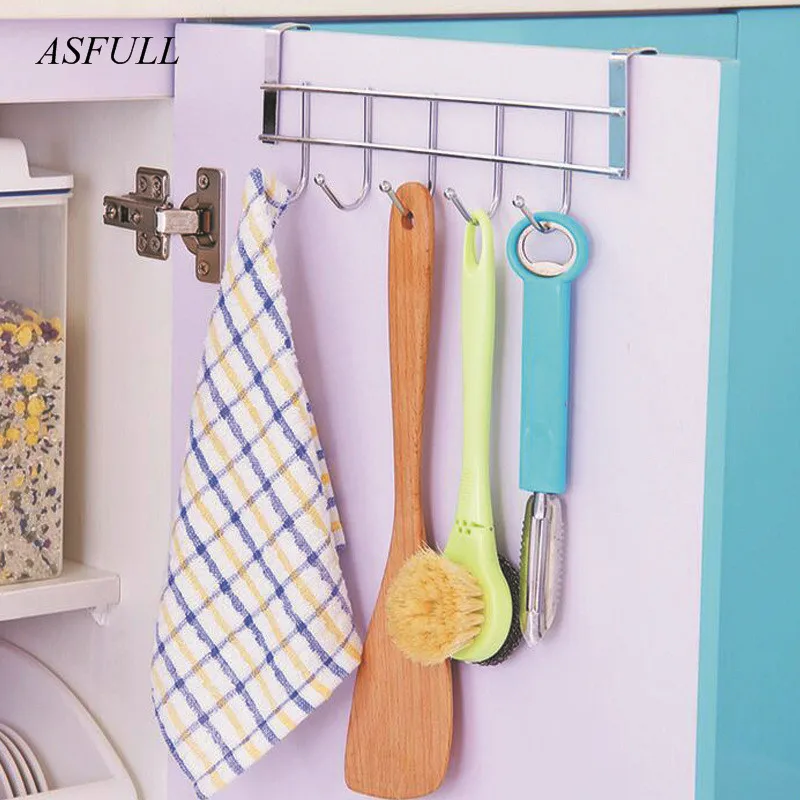 Вешалка органайзер из нержавеющей стали для ванной и кухни крючки с 5 крючками