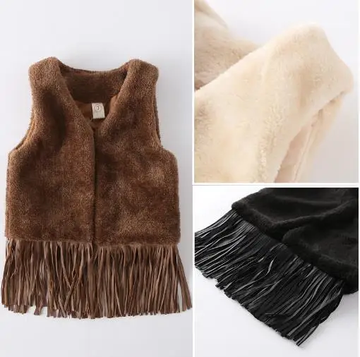 На осень-зиму жилет для детей Толстая теплая куртка для девочек menina manteau hiver adolescente fille из искусственного меха детский жилет S890