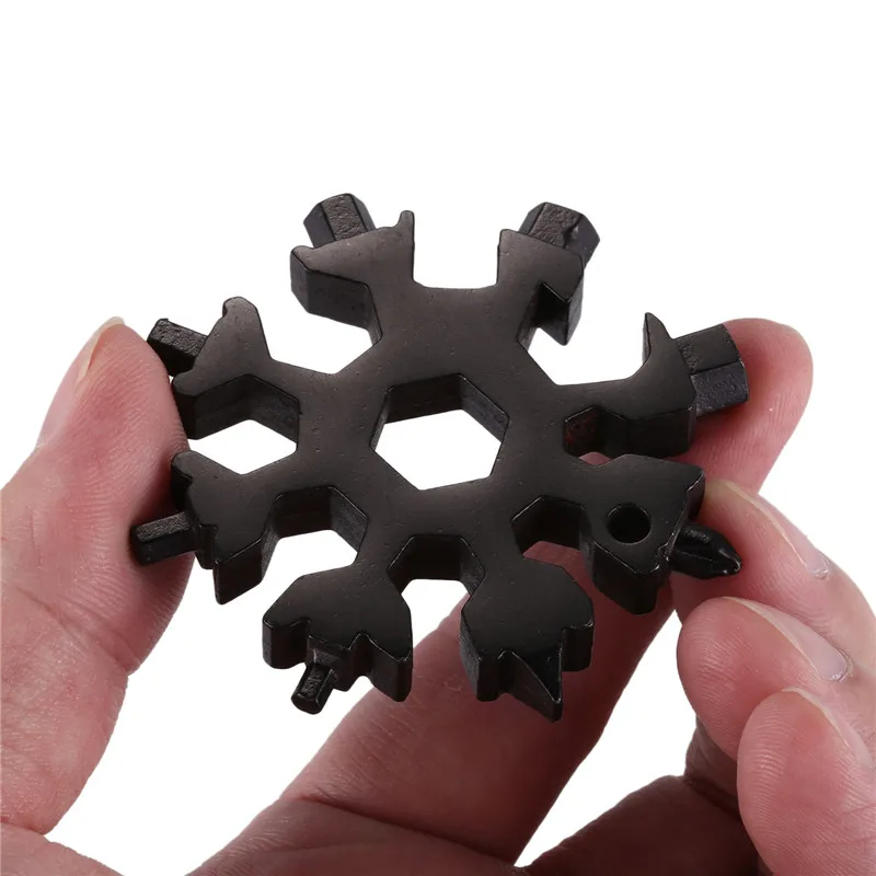 EDC Tool 18-in-1 multi-tool card combination Compact and portable Outdoor Snowflake tool Black Sliver | Спорт и развлечения