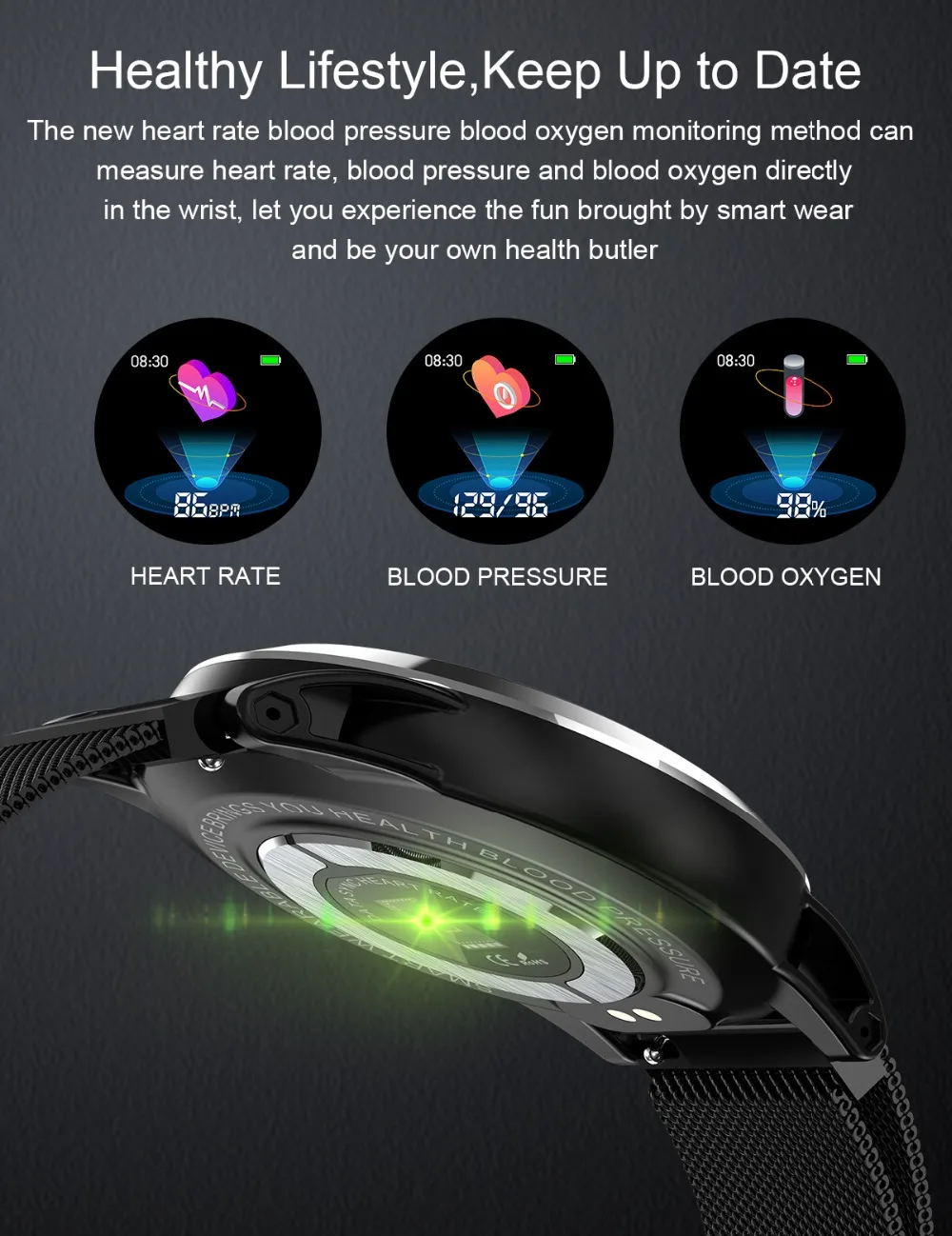 R19 ECG PPG OTA 1,3 дюймов HD дисплей умный Браслет датчик артериального давления Смарт-часы спортивные фитнес-браслет