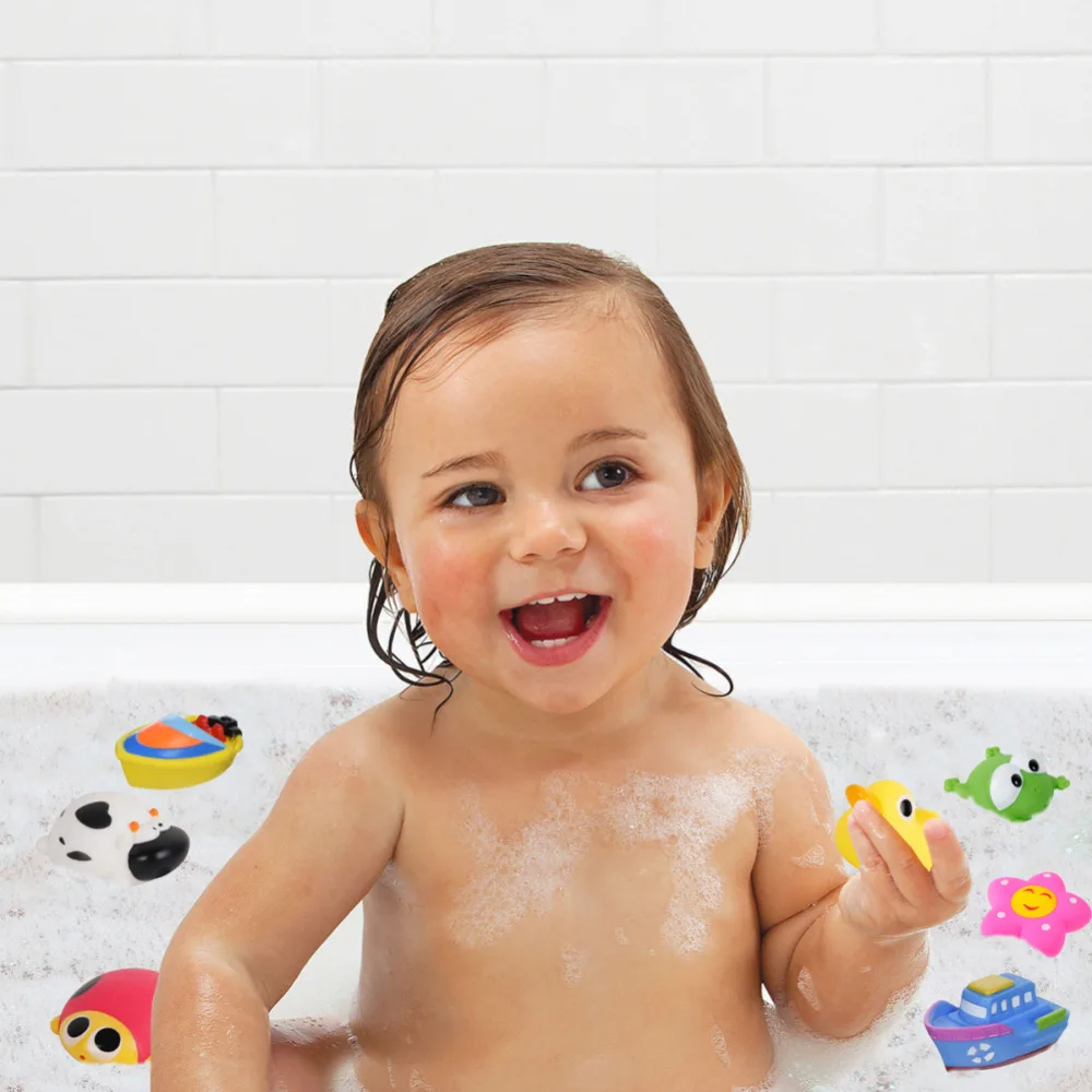 Мягкие резиновые игрушки-брызгалки для купания детей 3/6 шт. с желтыми цветами