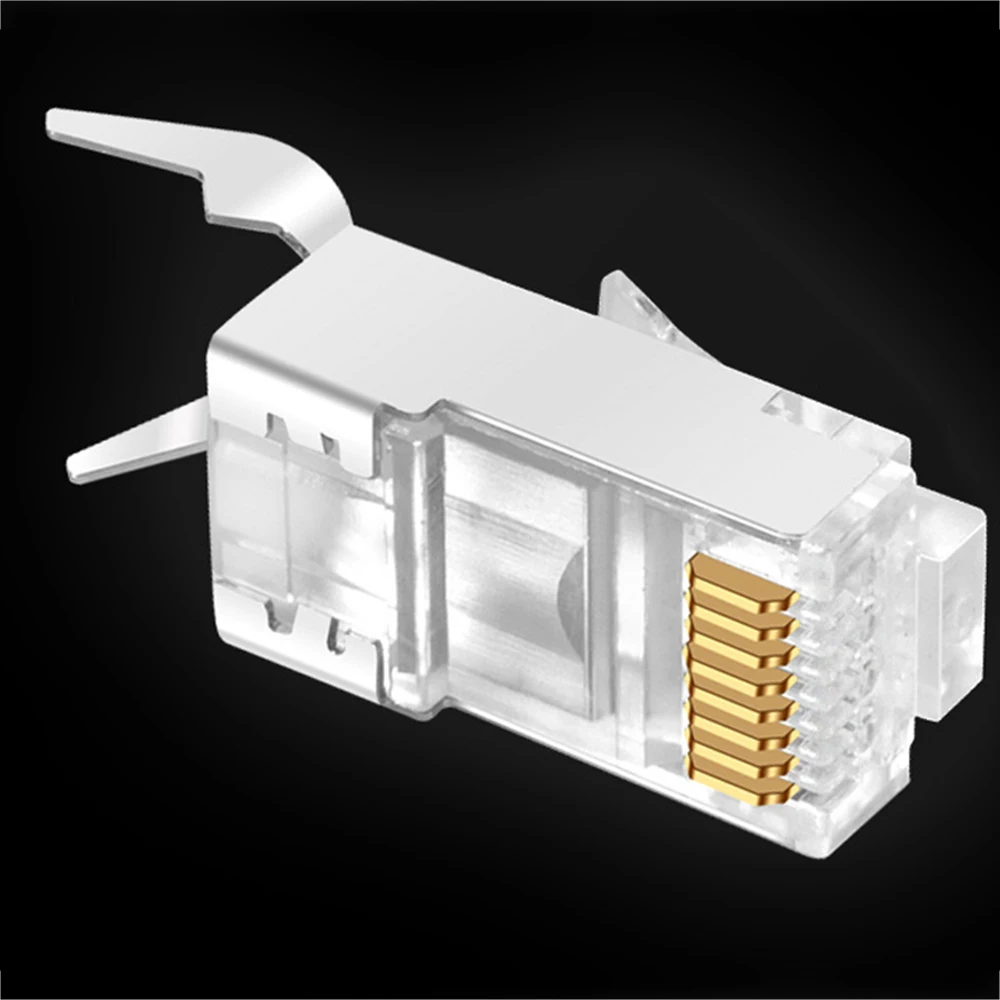 RJ45 Connector Network Cable Connector 10/50/100pcs Cat6a Cat7 RJ45 plug shielded FTP 8P8C Network Crimp Connectors images - 6