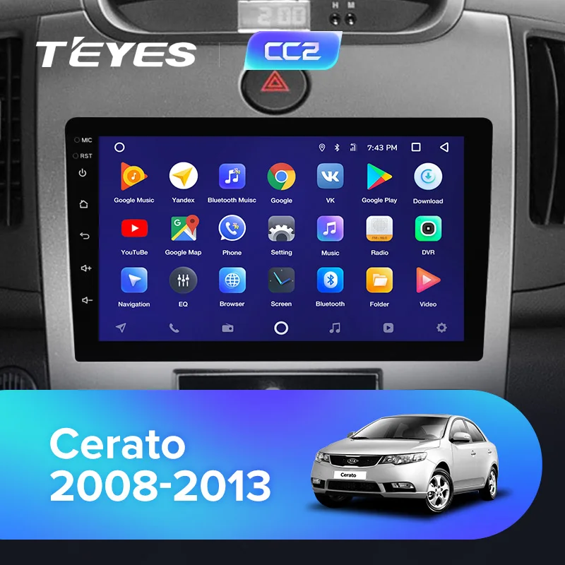 TEYES CC2 Штатная магнитола для Киа Серато 2 Kia Cerato 2 TD 2008 2010 2011 2012 2013 Android 8.1, до 8-ЯДЕР, до 4+ 64ГБ 32EQ+ DSP 2DIN автомагнитола 2 DIN DVD GPS мультимедиа автомобиля головное устройство