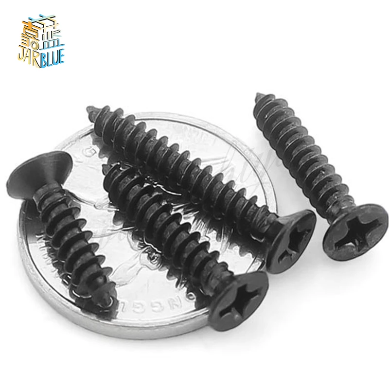 

100Pcs M1 M1.2 KA Black Self-tapping Screws Countersunk Flat Head Electronic Small Screws SS12