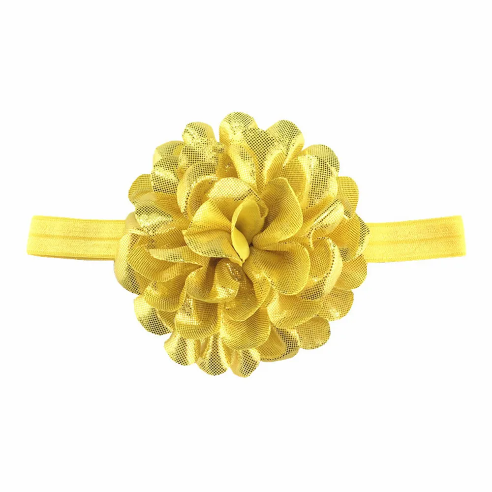 

10pcs/lot Elastic Headband with 4'' Metallic Fabric Chiffon Flower Hair Flower Chic Headwear Accessorie Hairband Kids Headdress