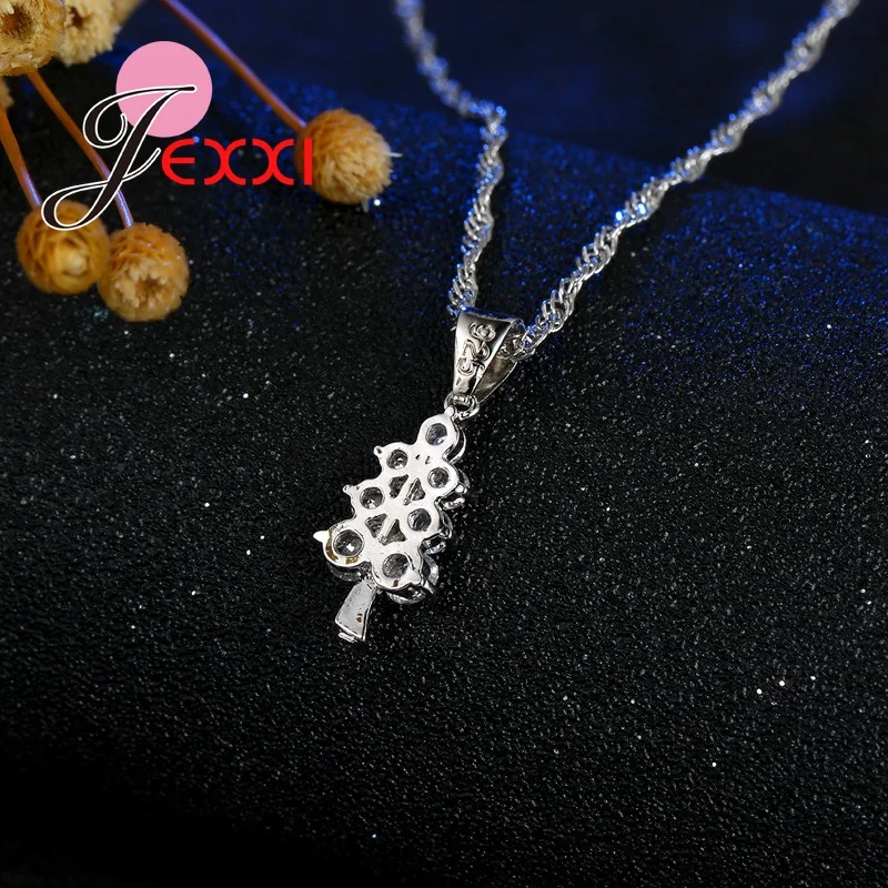 

Trendy 925 Sterling Silver Necklace Earrings Set Wedding Jewelry Sets Shiny Tree Shape Pendant/Necklace/Earrings