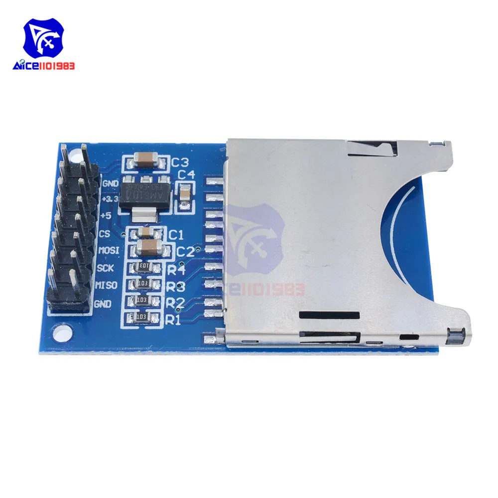 5PCS/Lot Reading And Writing Module SD Card Slot Socket Reader for Arduino ARM MCU 5V/3.3V | Электронные компоненты и