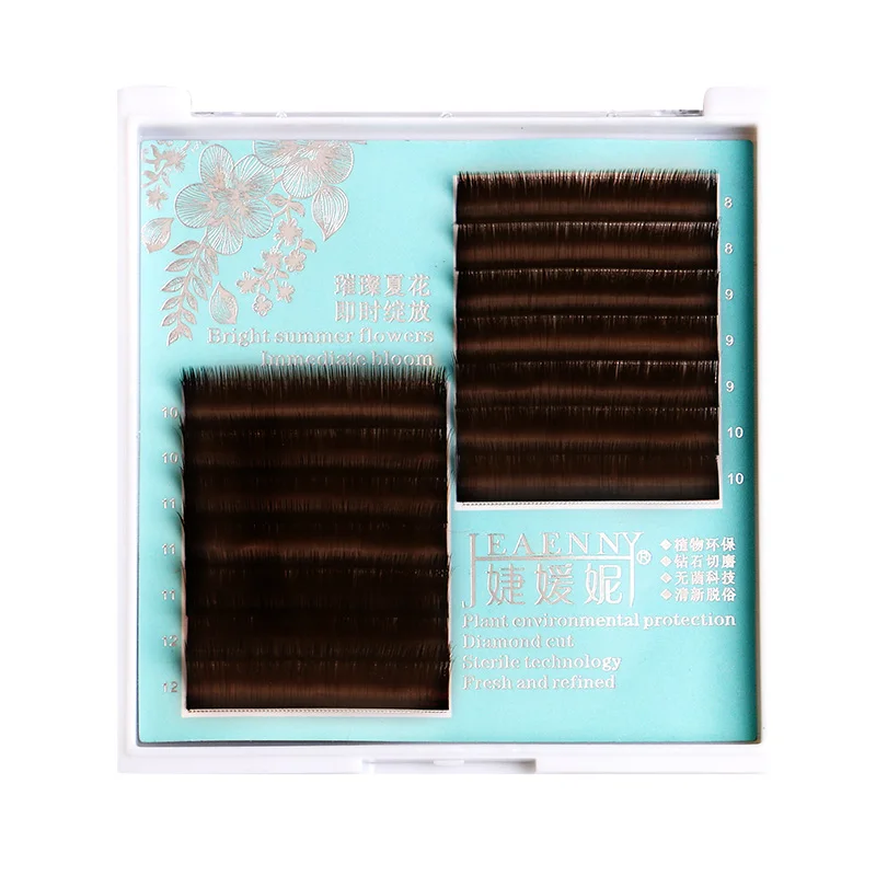 

New 3d mink lashes super cool eyelash extension black+brown colour volume lashes extension double curl eye lash extension cilios