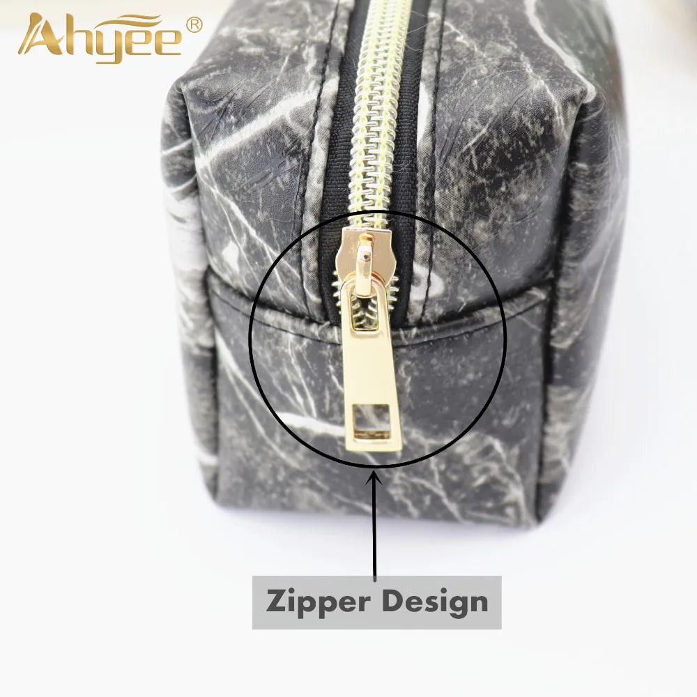 Новый черный Мрамор косметичка Zip велосипедного замка сумка Женская дорожная
