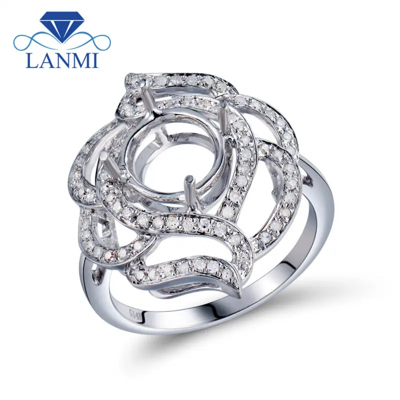 Кольцо с цветком 14 к белое золото натуральный диаметр обручальное круглое кольцо