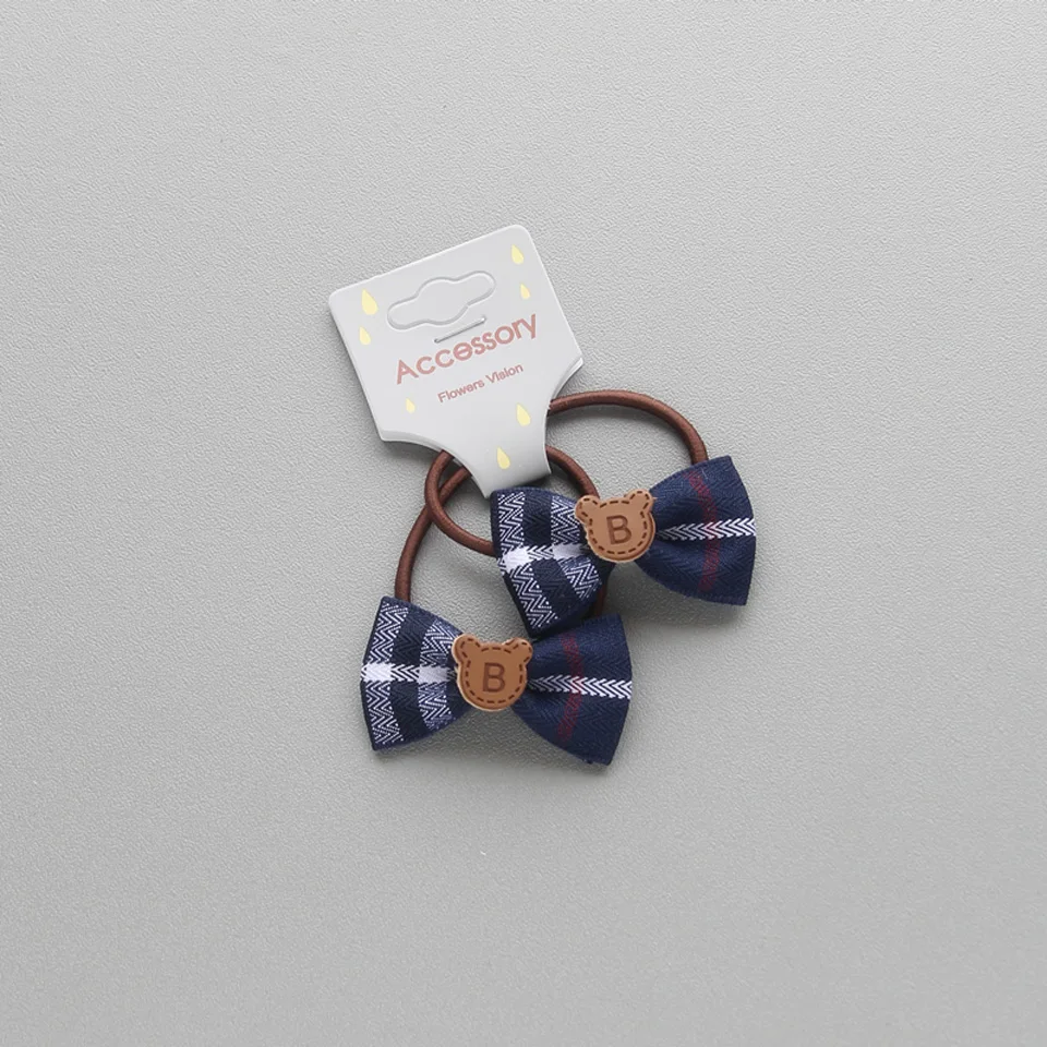 Набор из 2 шт. детские ленты для волос в клетку конского хвоста HT037 | Аксессуары