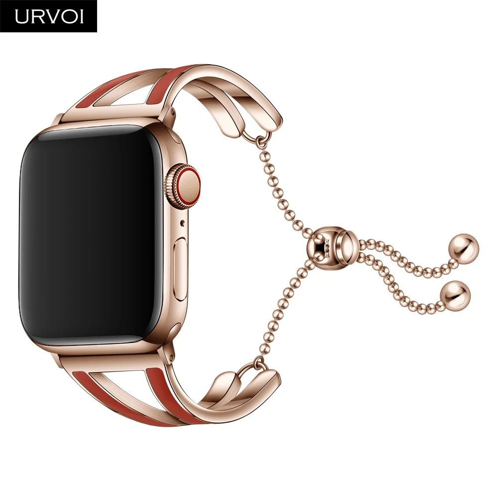 URVOI браслет для Apple Watch 4 3 2 1 ремешок 40 мм 44 манжета из нержавеющей стали роскошный