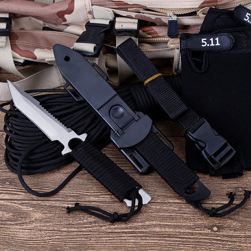 

CS COLD Fixed Blade Knife Tactical Survival Paratrooper Leggings Diving Hunting Knife Stainless Knives with Plastic Scabbard