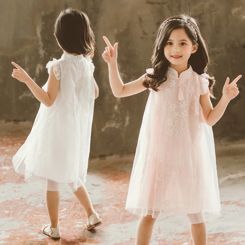 Платье принцессы с цветочной вышивкой для маленьких девочек на лето красивое