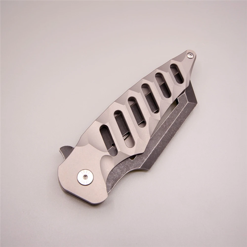 Белый Акула 60 hrc Флип складной большой нож TC4 титановые ножи S35VN stonewash лезвие выживания карманный Открытый Походный нож
