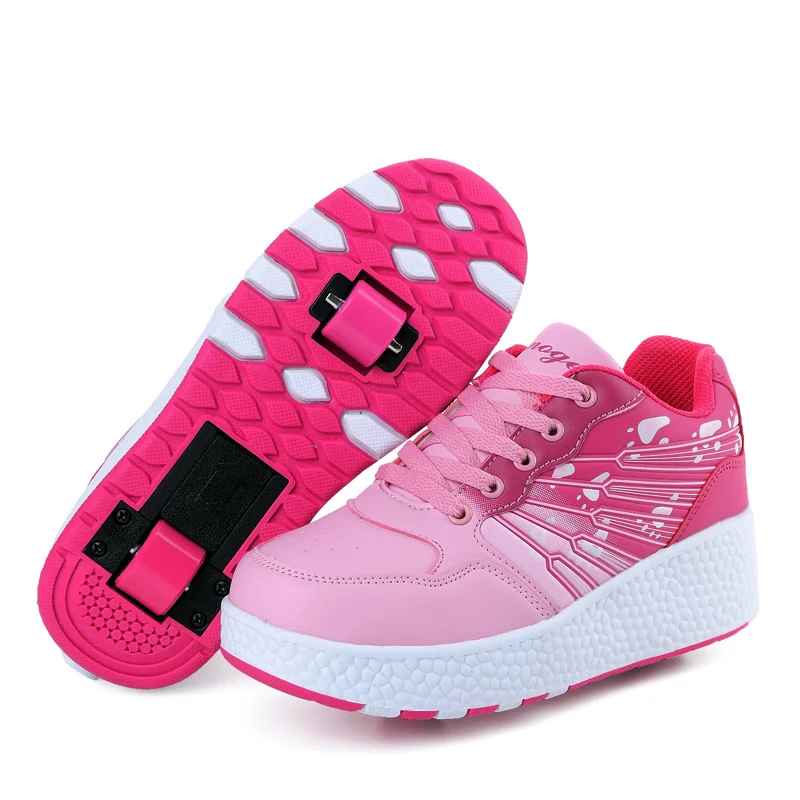 EUR 32-43 Pink Children Junior Roller Skate Shoes Kids Sneakers With Two 2020 Boys Girls Wheels Adult Casual boys | Детская одежда и