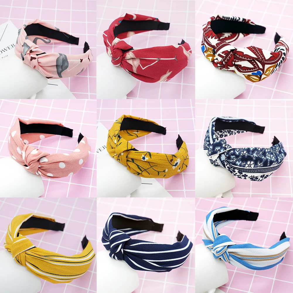 Богемные винтажные повязки для волос топ с узлом тюрбан принтом Женская