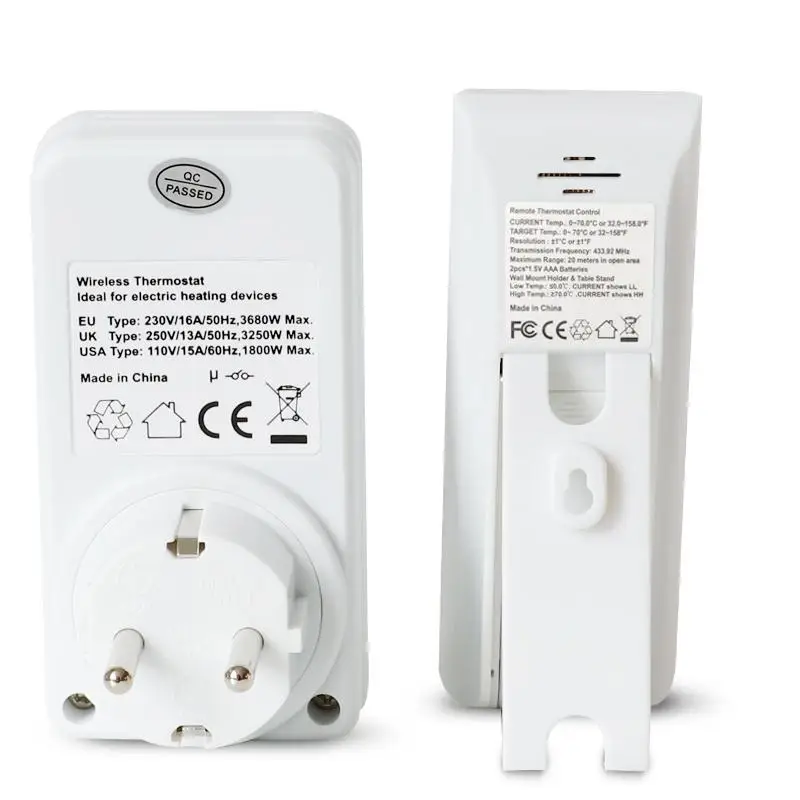 TS-808 Автоматический цифровой беспроводной термостат RF EU/US/UK Plug регулятор температуры Отопление и охлаждение функция ЖК-подсветка