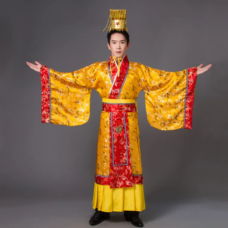 Новые 3 Цвет взрослый костюм Китайский Hanfu платье мужские император король сценические костюмы костюм Танг Детский костюм халат+ головной убор, комплект детской одежды - Color: as picture