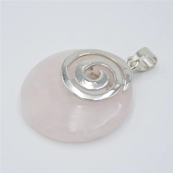 Pink Crystal Натуральный камень тигровый глаз Подвески для ожерелья круглый полый спиральный фиолетовый розовый кристалл содалит авантюрин опал рейки ювелирные изделия - Окраска металла: Pink Crystal