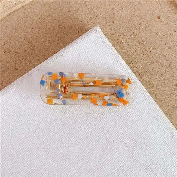 5 New Hot Women Colorful Acrylic Hollow Waterdrop Rectangle Hair Clips Girls Acetate Hairpins Barrettes Hair Styling Accessories - Цвет: 5