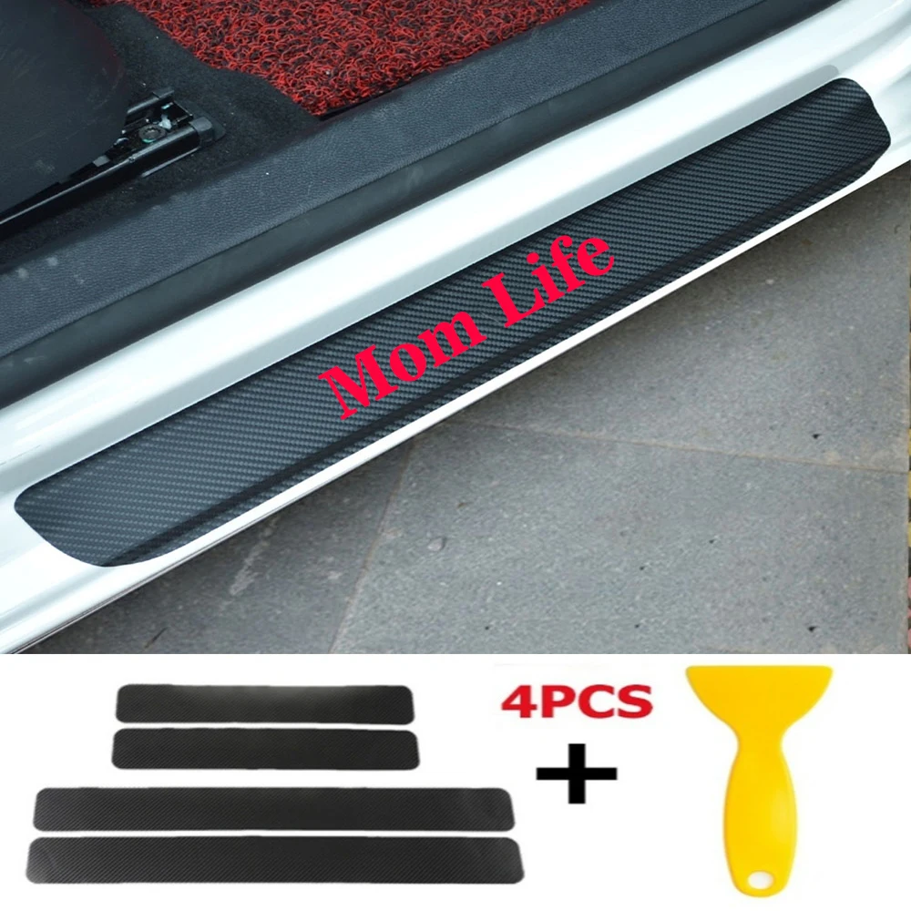 

4pcs/set Car Door Window Protector Sticker Carbon Fiber Vinyl for Mom Life