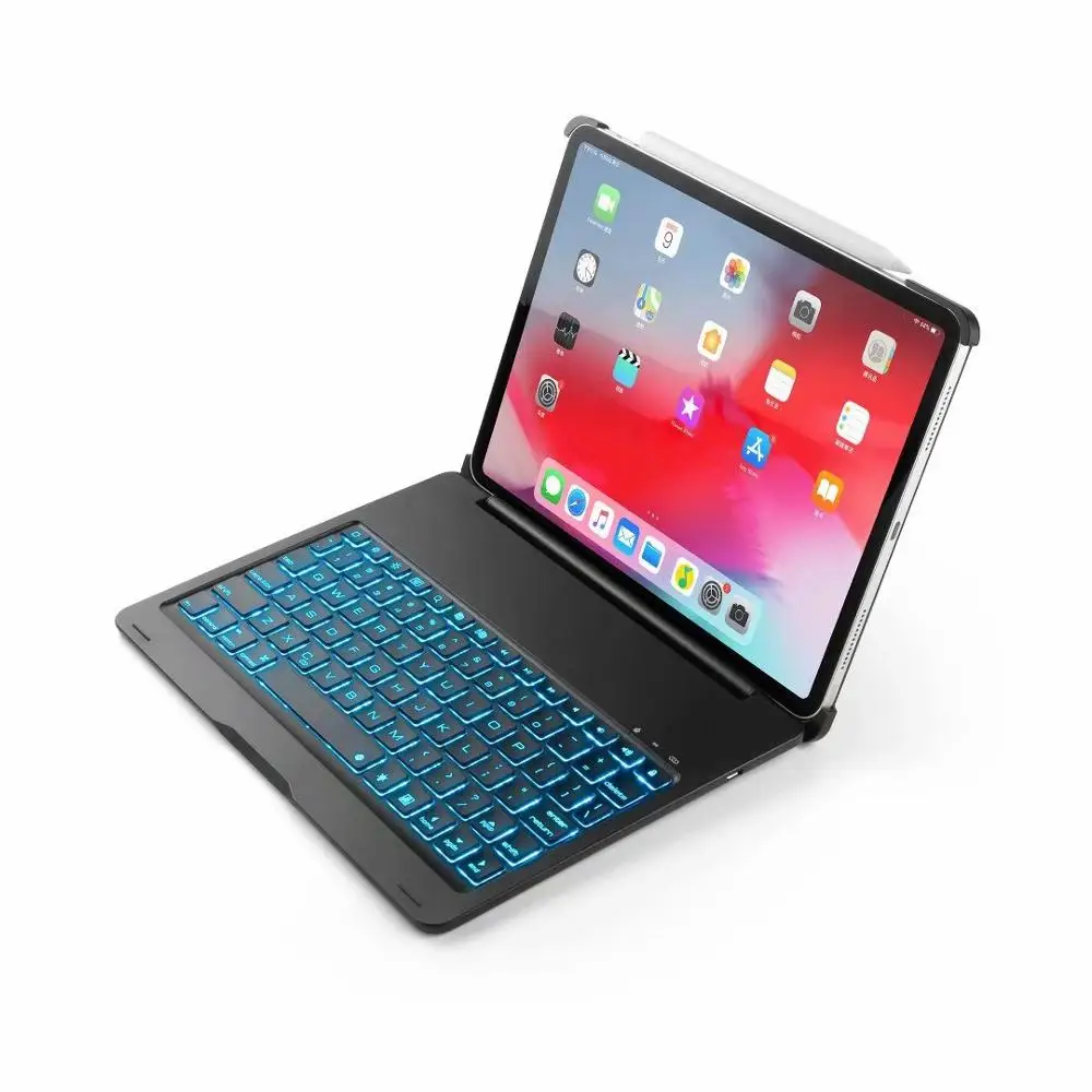 7 цветов светильник с подсветкой беспроводной Bluetooth клавиатура чехол для iPad Pro 11 чехол A1934 A80 A2013+ подарок - Цвет: Black