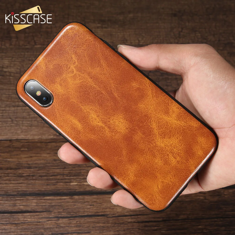 KISSCASE ретро PU кожаный чехол для iPhone X 8 7 6S 6 Plus 10 бизнес-чехлы телефонов аксессуары |