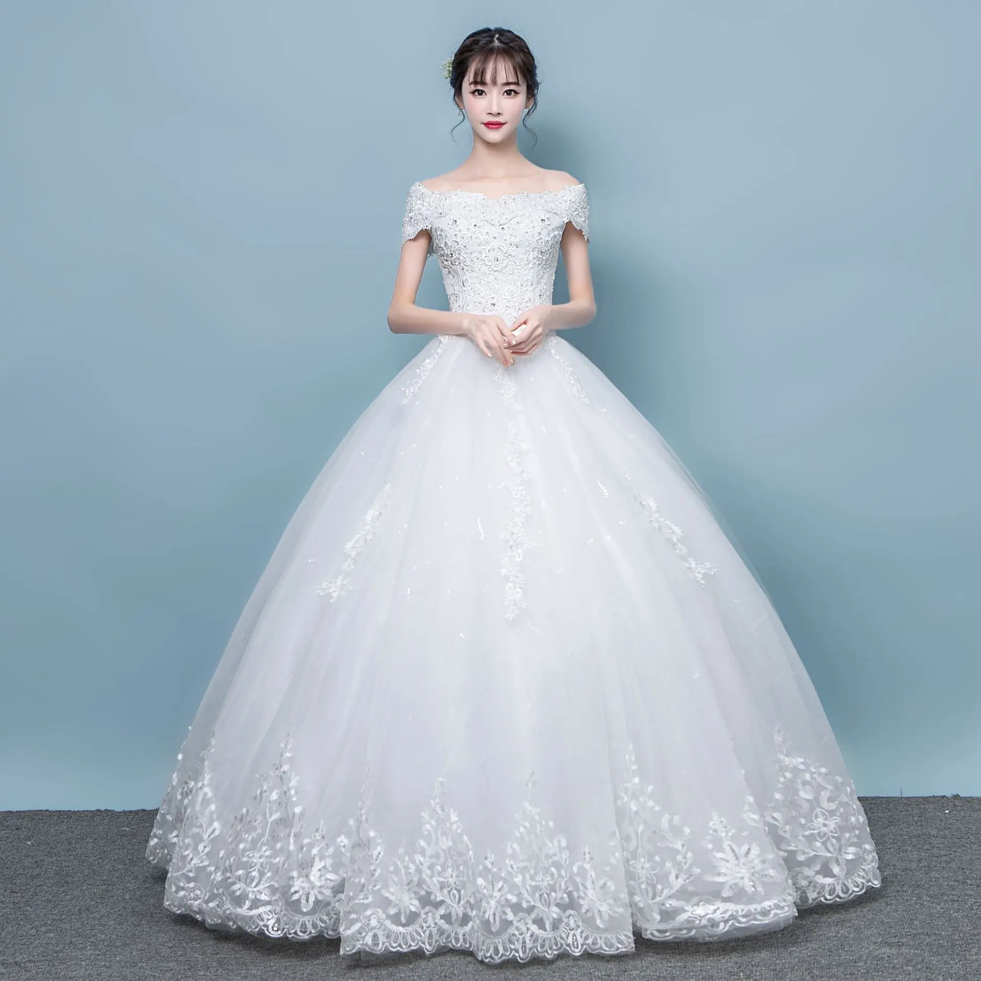 Vestido De Novias/Новинка 2019 года классическое бальное платье с вышивкой и вырезом