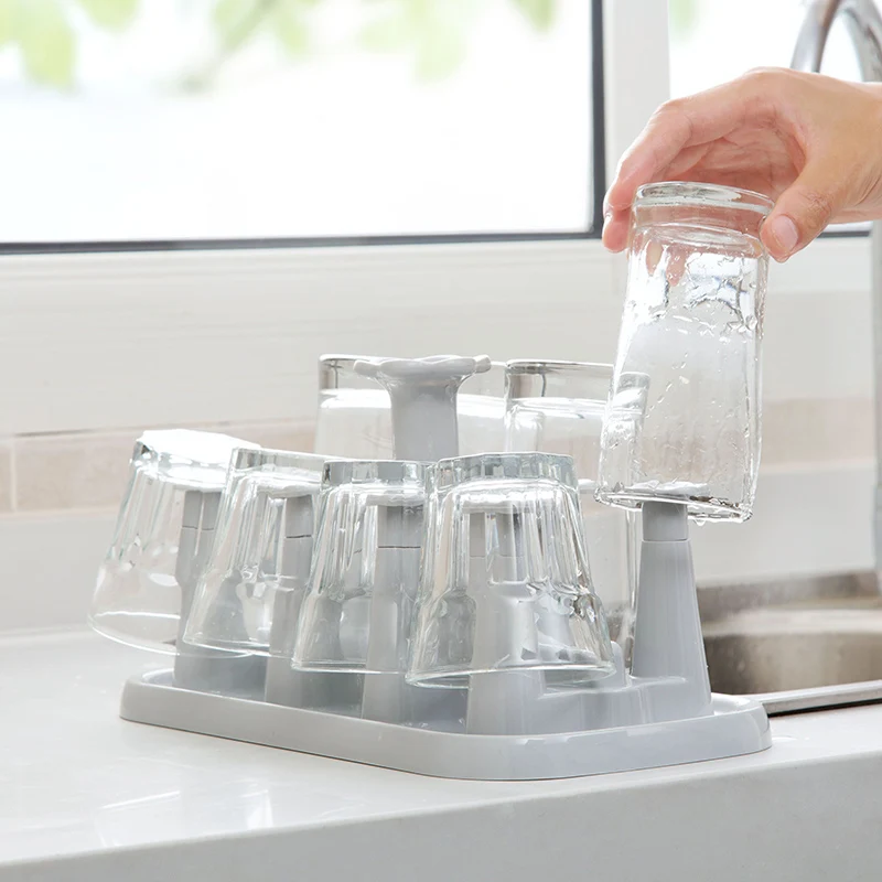 Цветочный пластиковый стеллаж для хранения чашек с подносом держатель бытовая