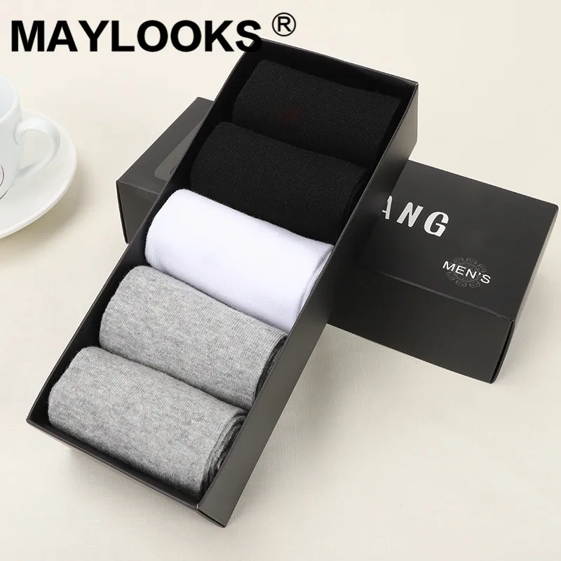Maylooks/Новинка мужские однотонные Повседневные носки в штучной упаковке хлопковые