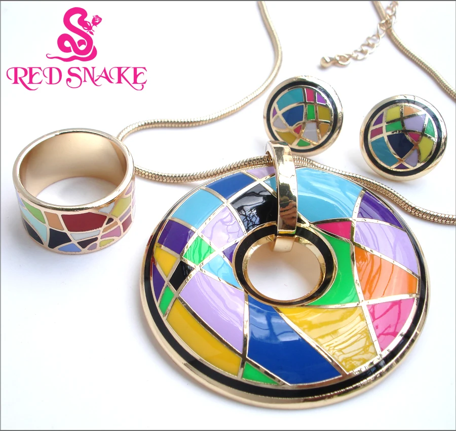 

RED SNAKE Great Discounts! Fashion Brand Product Zinc Alloy Golden Color Enamel Jewelry Set,1set(necklace,earrings, ring)Hurry!
