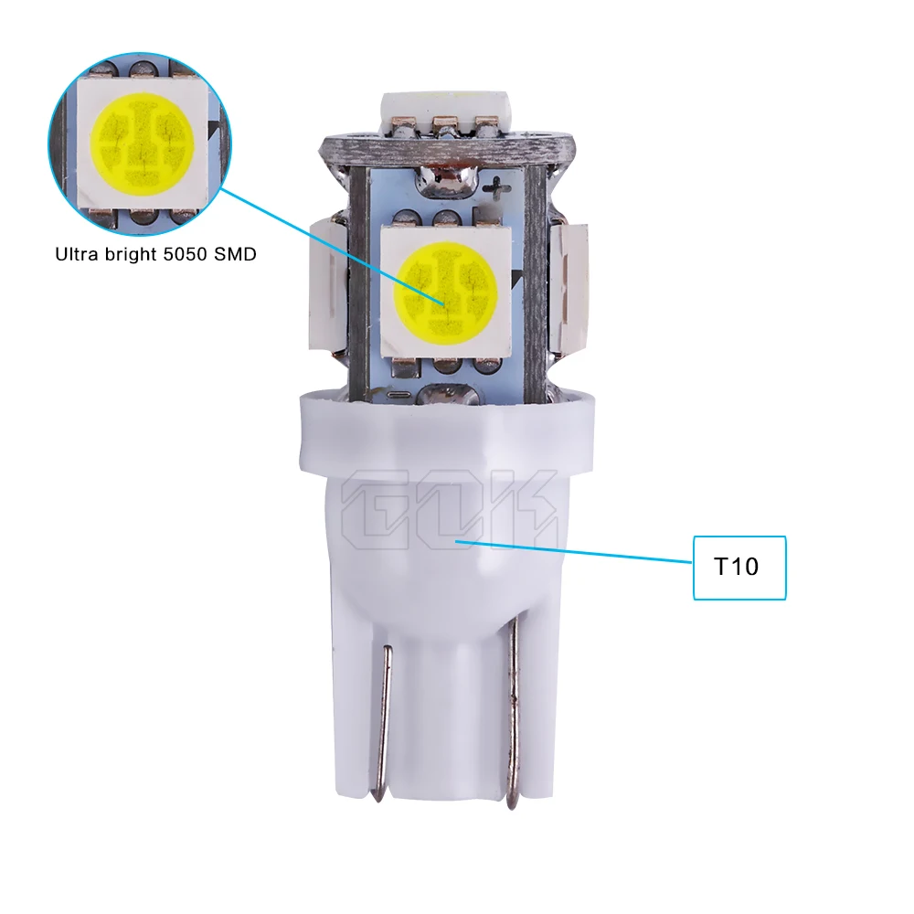 10 шт. автомобисветильник светодиодные лампы T10 5led 5050smd 5SMD w5w|led light emitting diode|light vision