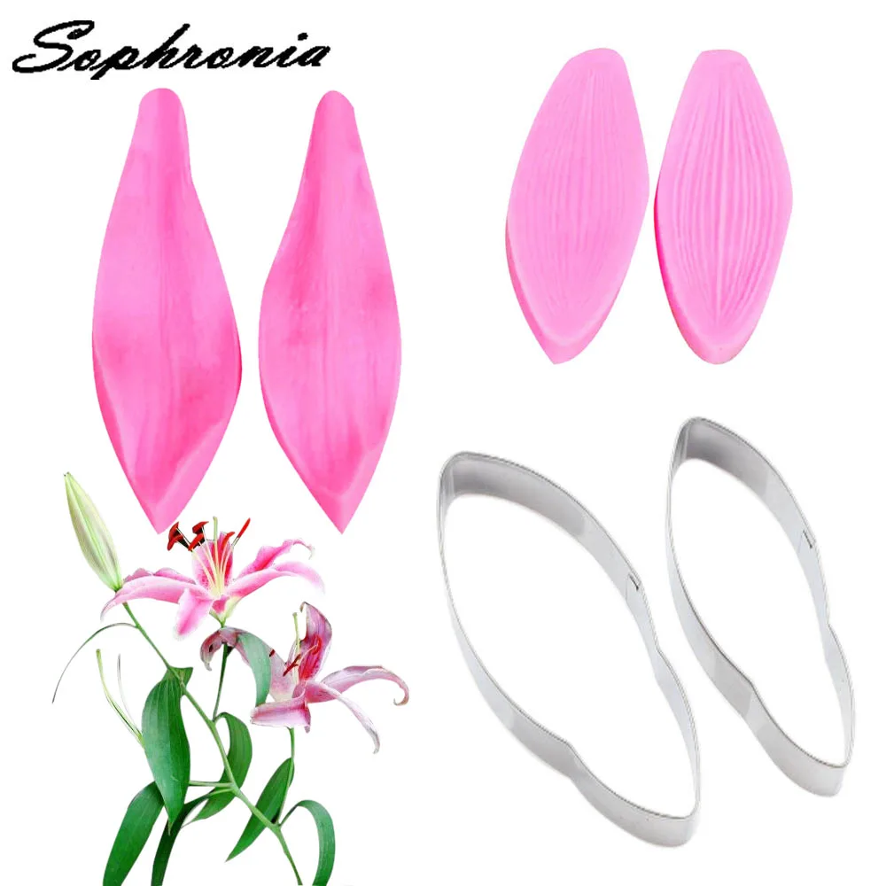 

lily Flower Petal Veiner &Cutter Silicone Mold Fondant Mould Cake Decorating Tools Chocolate Gumpaste,Sugarcraft Mold CS164