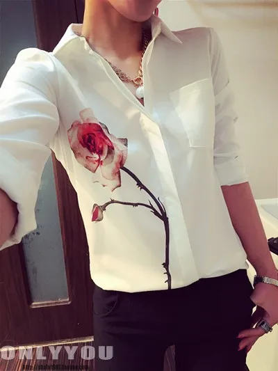 Blusas дамы пр элегантный женщины лето блузка воротник с лацканами цветочный принт