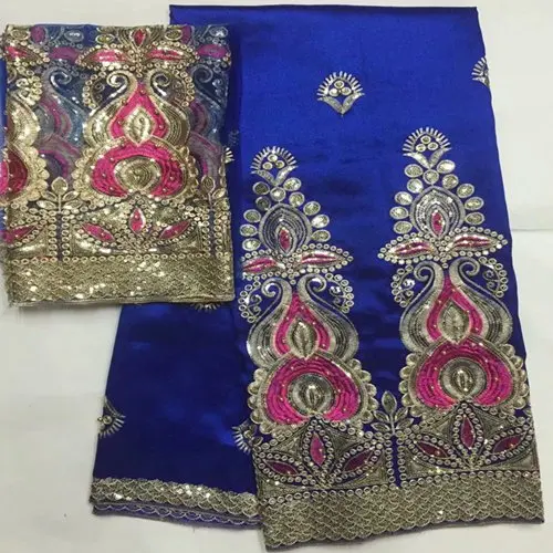 Black Color African Lace George High Quality Nigerian Fabrics New Silk Fabric With Beaded And Sequins ZGL18-1 | Дом и сад
