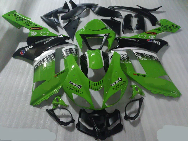 Комплект обтекателей для мотоцикла KAWASAKI Ninja ZX6R 636 07 08 ZX 6R 2007 2008 ABS зеленый и черный