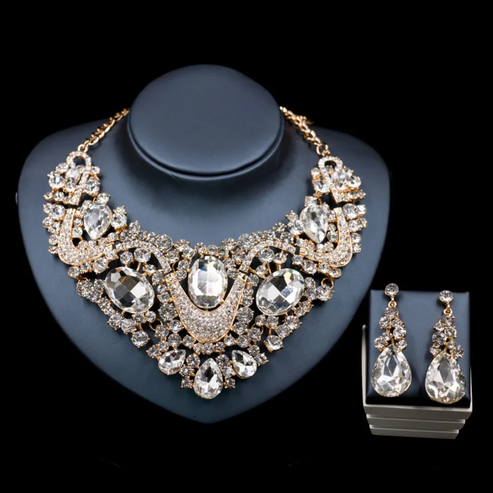 Parure Bijoux Femme прекрасное ювелирное ожерелье наборы золото Роскошные Стразы и