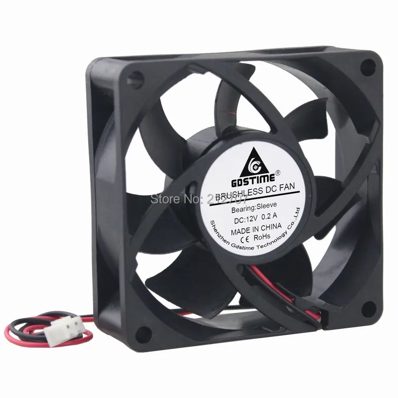 1 шт. Gdstime DC 12 В 2 контакта 7 см 70 мм 70x70x25 7025 Бесщеточный Охлаждающий вентилятор |