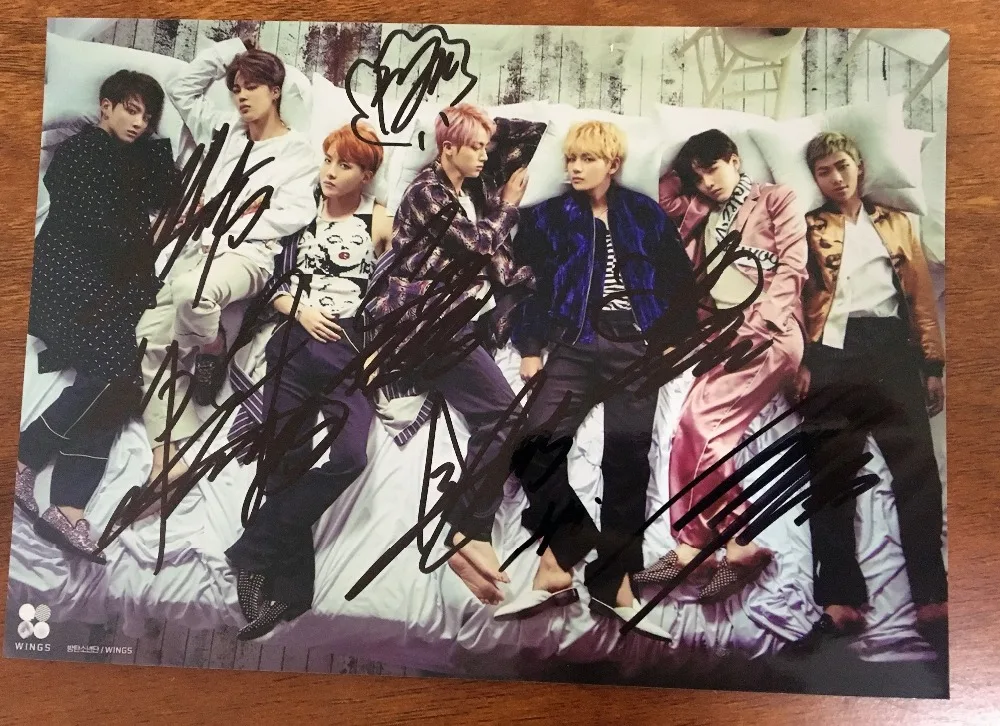 Фотография Bangtan Boys с автографом Расписанная вручную 5*7 бесплатная доставка K POP