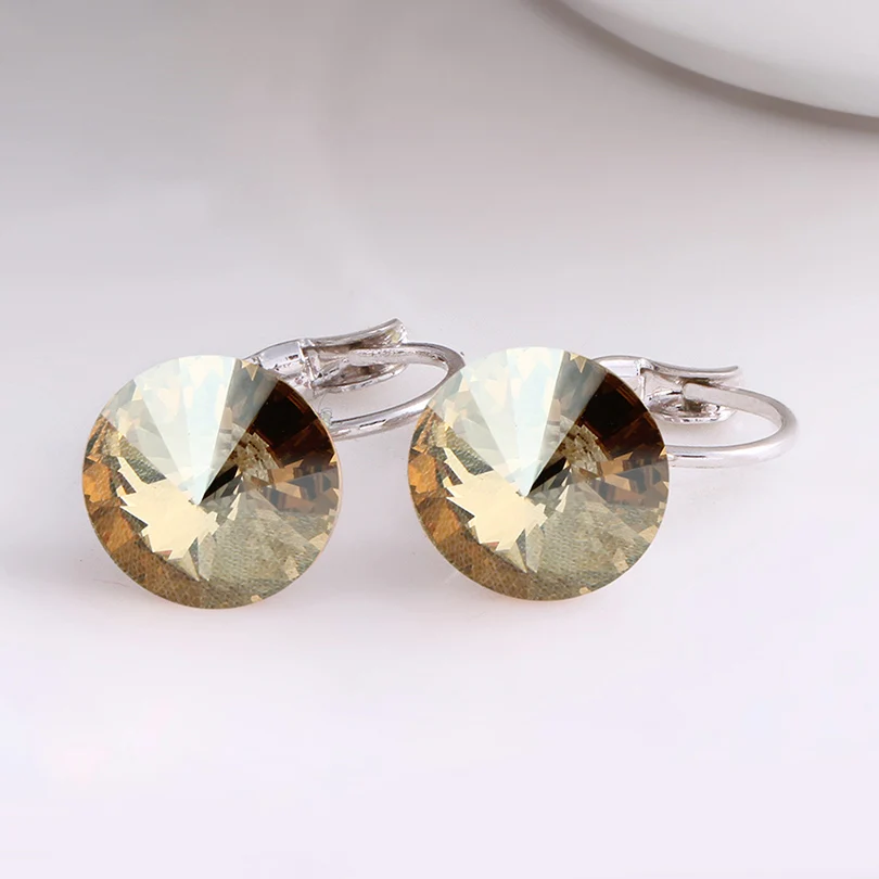 platinum plating Dishana 14 золотых цветов модные классические элегантные висячие серьги 1,0 см австрийский кристалл ювелирные изделия Висячие серьги с камнями E0421 - Окраска металла: platinum plating