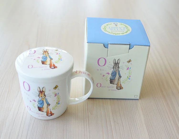 Сказка о кролике Питере милый мультяшный буквенный A P E O керамическая кофейная кружка с крышкой чашка для завтрака с молоком подарочная коробка