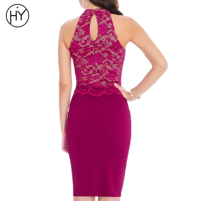Women Bandage Dress Black Lace Office Lady Patchwork Sleeveless Summer Party Dresses 2018 New Arrival | Женская одежда