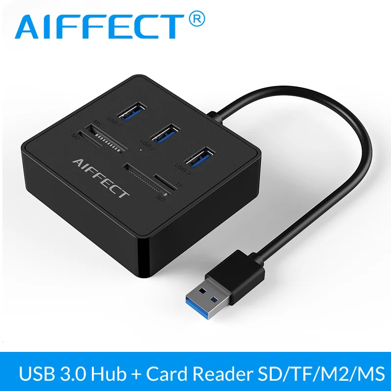 AIFFECT 3 порта USB Высокоскоростной разветвитель 0 концентратор конвертер с TF SD M2 MS
