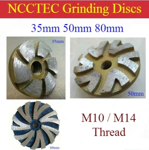 1.4" 2" 3.2" Diamond Grinding CUP Wheel | 35mm 50mm 80mm Small Concrete DRY Grinding Disc for Angle Grinder | M10 M14 Thread