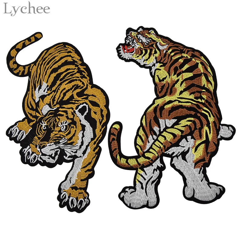 Lychee 1 шт. большой вышитый Тигр пришить патч DIY ручной работы патч Швейные аксессуары одежда аппликация Одежда Украшение