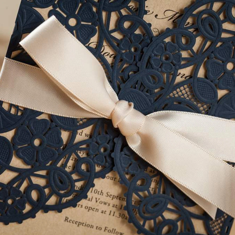 100 шт. свадебные приглашения WISHMADE с лазерной резкой полыми цветами