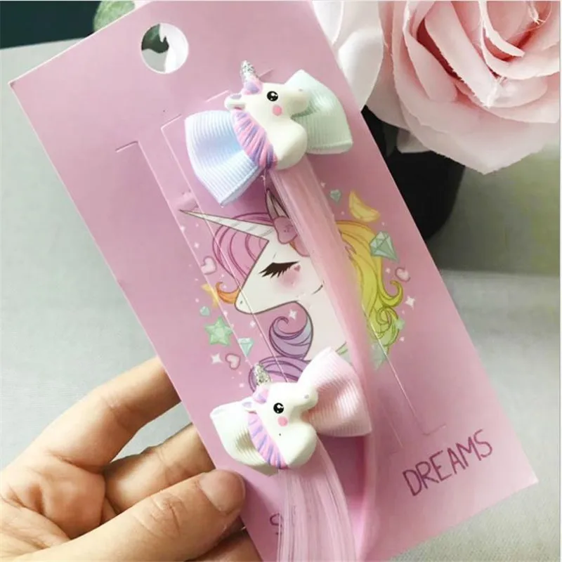 Детские аксессуары для волос Omilut в виде единорога заколки красочный парик