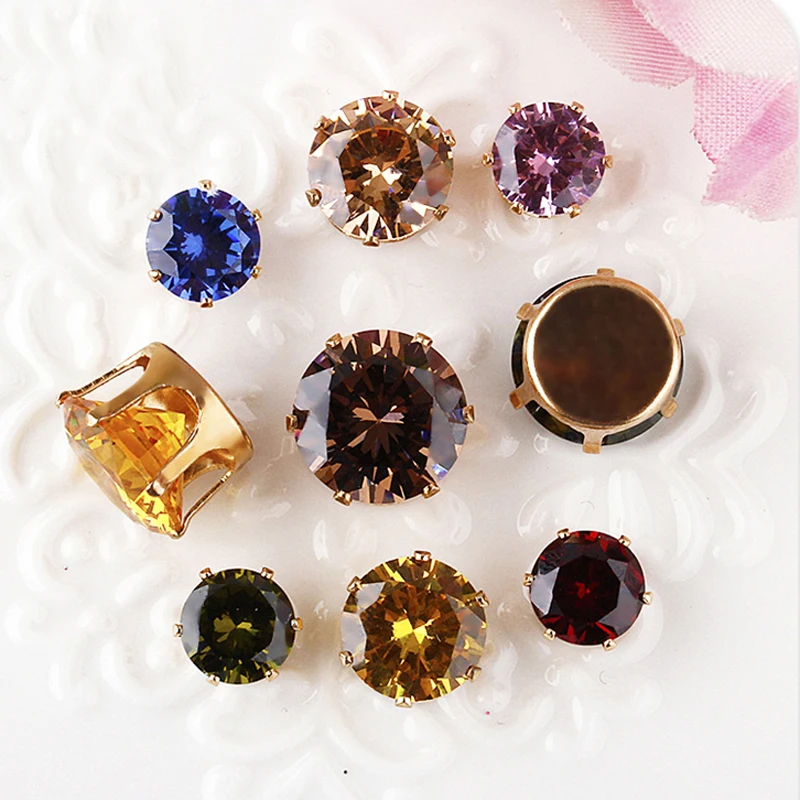 AAA кубический цирконий Танзанит камень настоящие Стразы Коготь Циркон Круглый