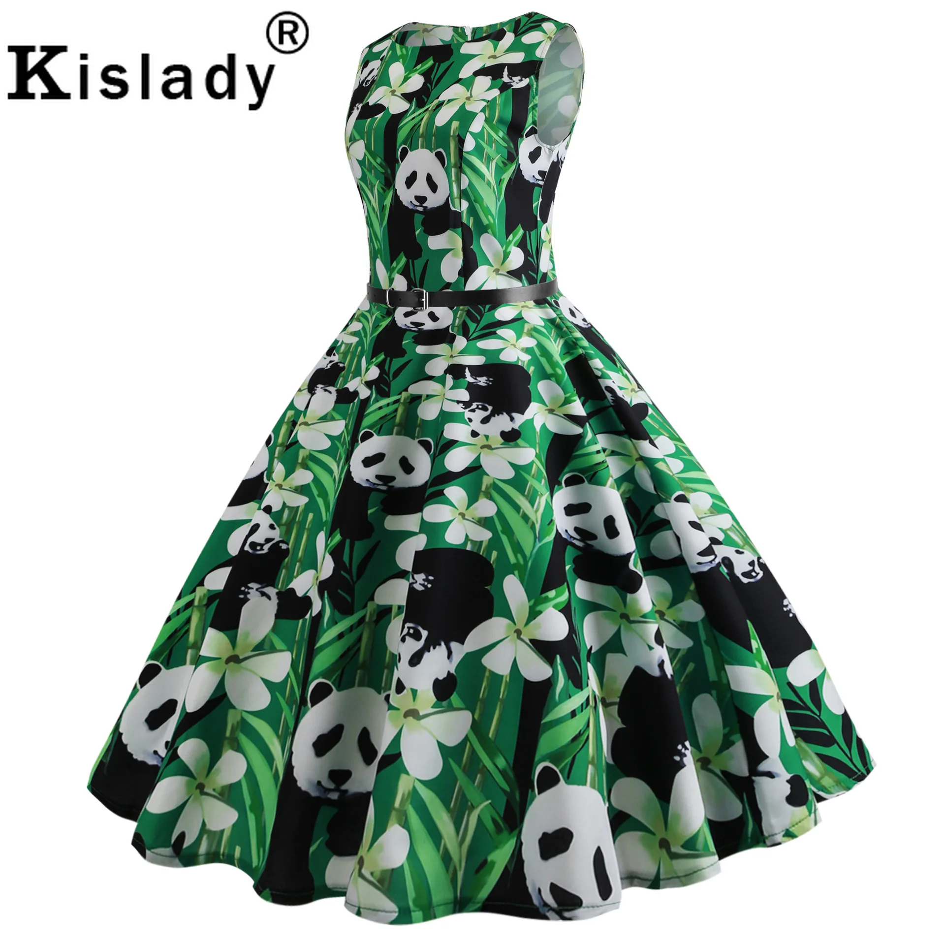 Женское винтажное платье с принтом в виде бабочки и панды вечернее без рукавов o